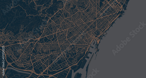 Detailed vector map of Barcelona, Spain