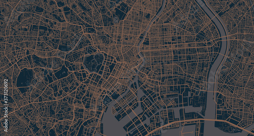 Detailed vector map of Tokyo, Japan