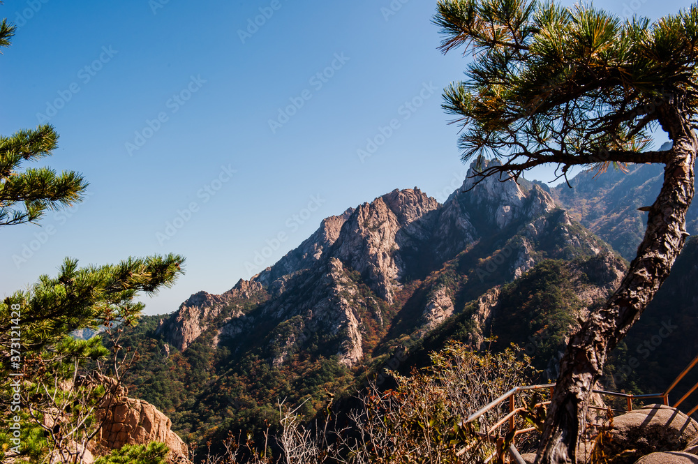 The landscape of autumn mountain background blue sky. The landscape of autumn mountain background blue sky.