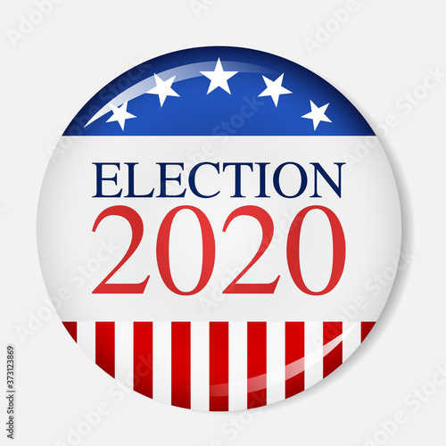 2020 United States of America presidential election pinback button design template. Voting 2020 vector illustration icon isolated on white background.