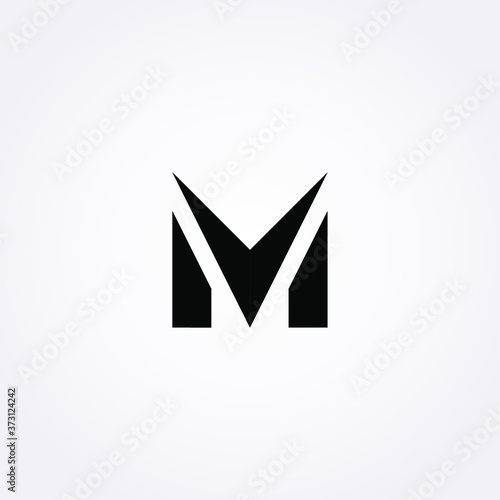 Black color of M letter logo. Initial logo concept vector.