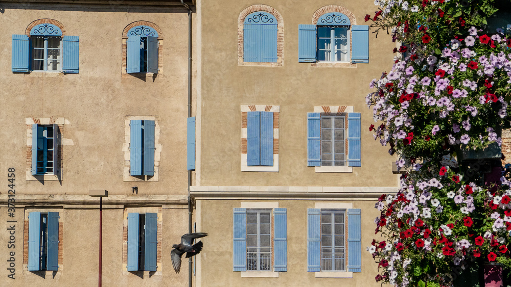 Mediterrane Hausfassade Cahors, Occitanien, Frankreich Mediterrane Hausfassade Cahors, Occitanien, Frankreich