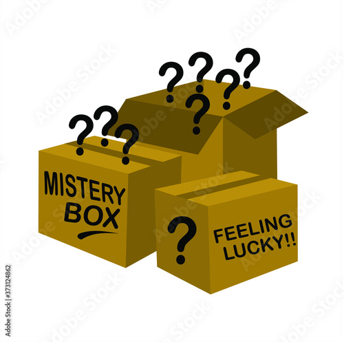mistery box, carton, sale, discount, question, promotion