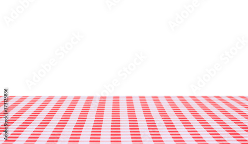 red tablecloth on white background