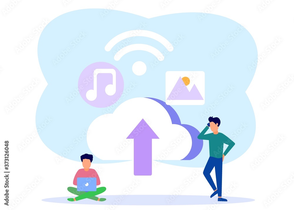 Illustration vector graphic cartoon character of cloud storage Illustration vector graphic cartoon character of cloud storage