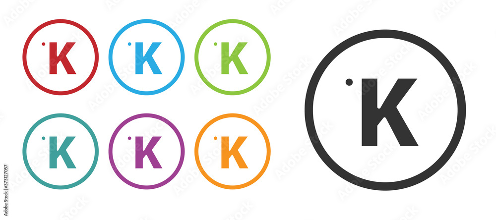 Black Kelvin icon isolated on white background. Set icons colorful. Vector. Black Kelvin icon isolated on white background. Set icons colorful. Vector.