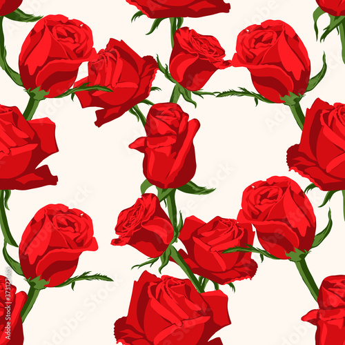 Seamless floral pattern with of red roses. Vector illustrationseamless pattern of red roses  vector.