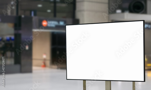 Blank billboards posters in the airport ,Empt White screen at the airport for advertising