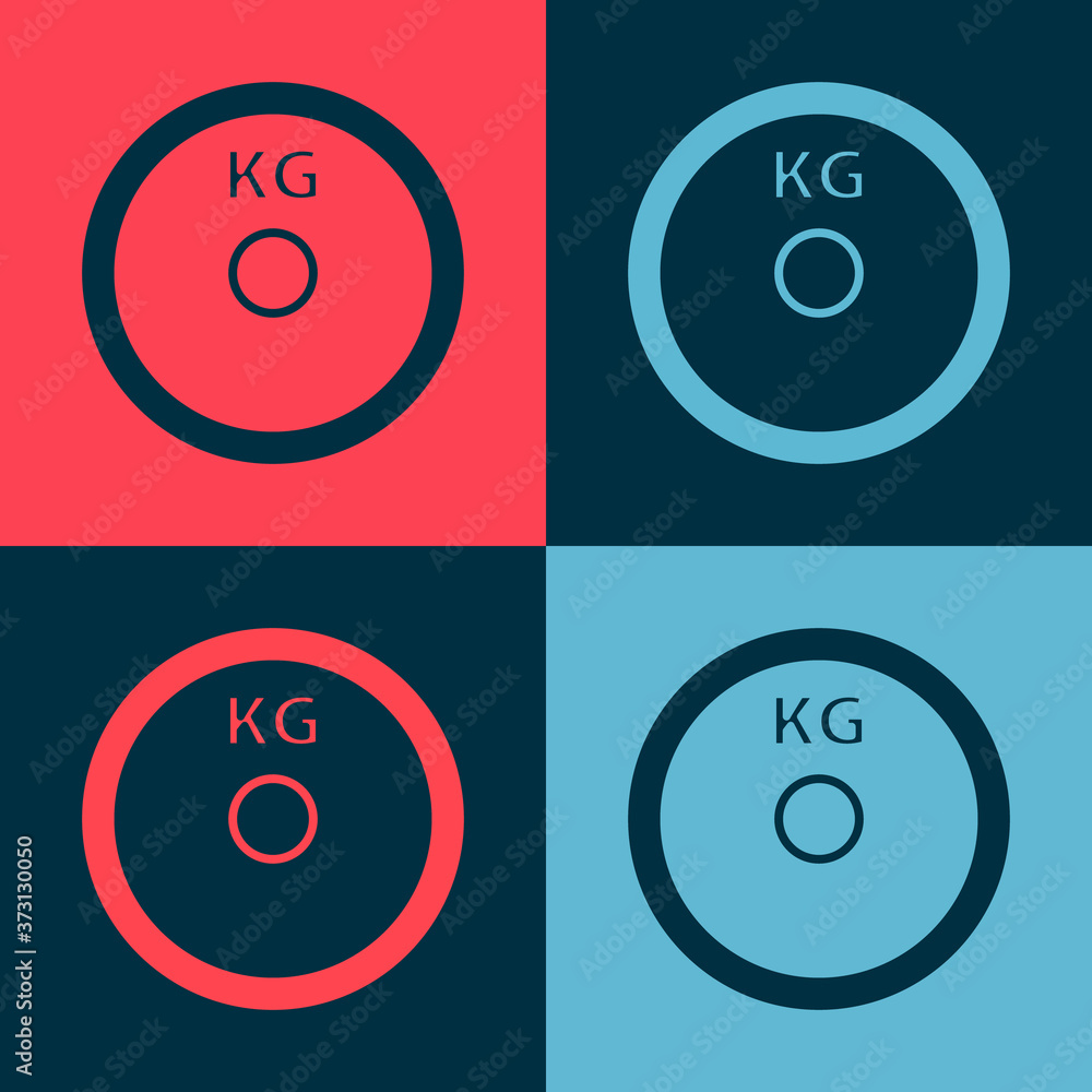 Pop art Weight plate icon isolated on color background. Equipment for bodybuilding sport, workout exercise and fitness. Vector. Pop art Weight plate icon isolated on color background. Equipment for bodybuilding sport, workout exercise and fitness. Vector.