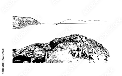 Building view with landmark of Araruama is a municipality in the state of Rio de Janeiro, Brazil. Hand drawn sketch illustration in vector.