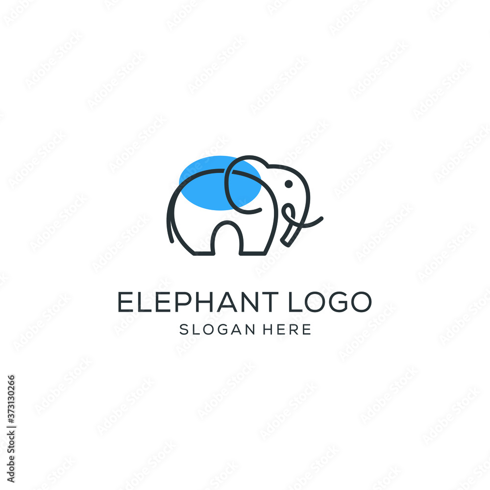 minimalist monoline line art elephant logo design vector minimalist monoline line art elephant logo design vector