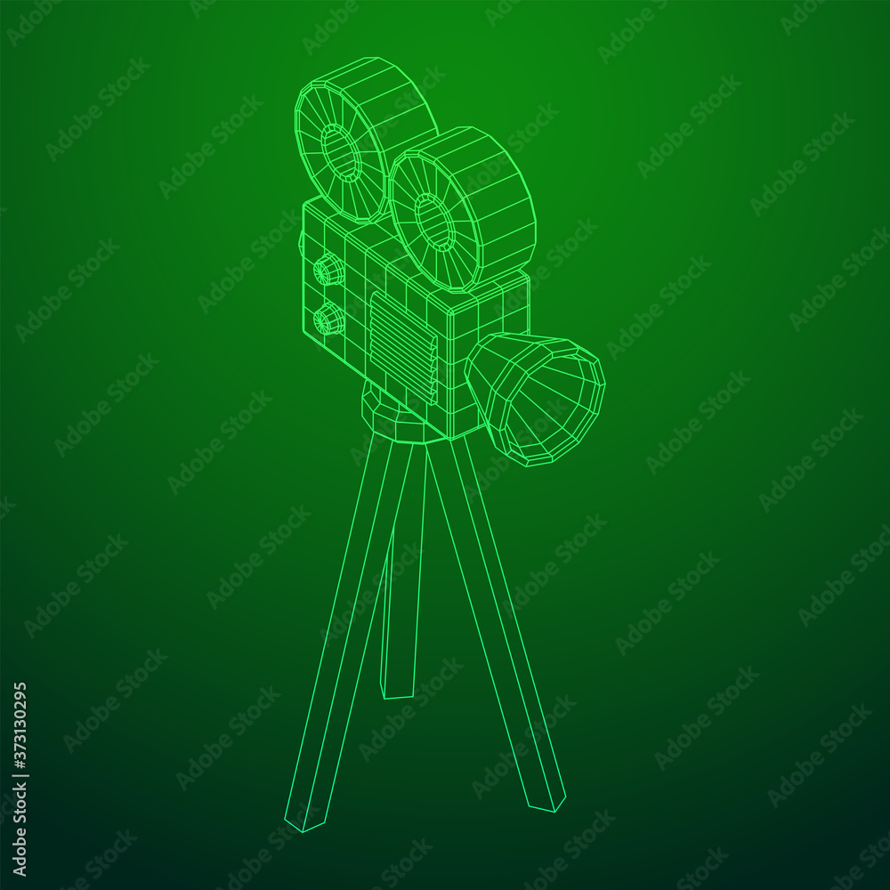 Polygonal camera projector. Movie time. Show film cinema festival concept. Wireframe low poly mesh vector illustration. Polygonal camera projector. Movie time. Show film cinema festival concept. Wireframe low poly mesh vector illustration.