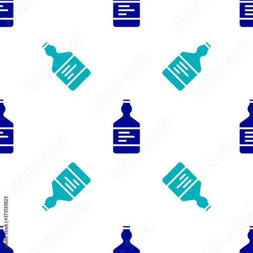 Blue Tequila bottle icon isolated seamless pattern on white background. Mexican alcohol drink. Vector.