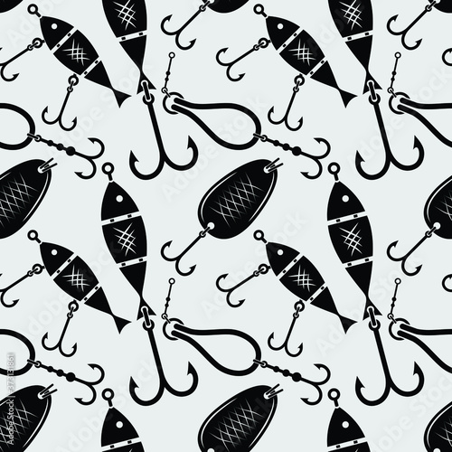 Fishing lures seamless pattern. Vector illustration