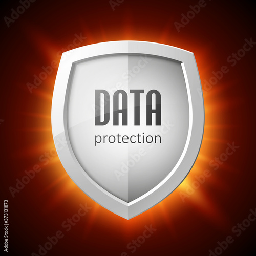 Protection shield concept. Safety badge icon. Privacy banner. Security label. Defense tag. Presentation sticker shape. illustration