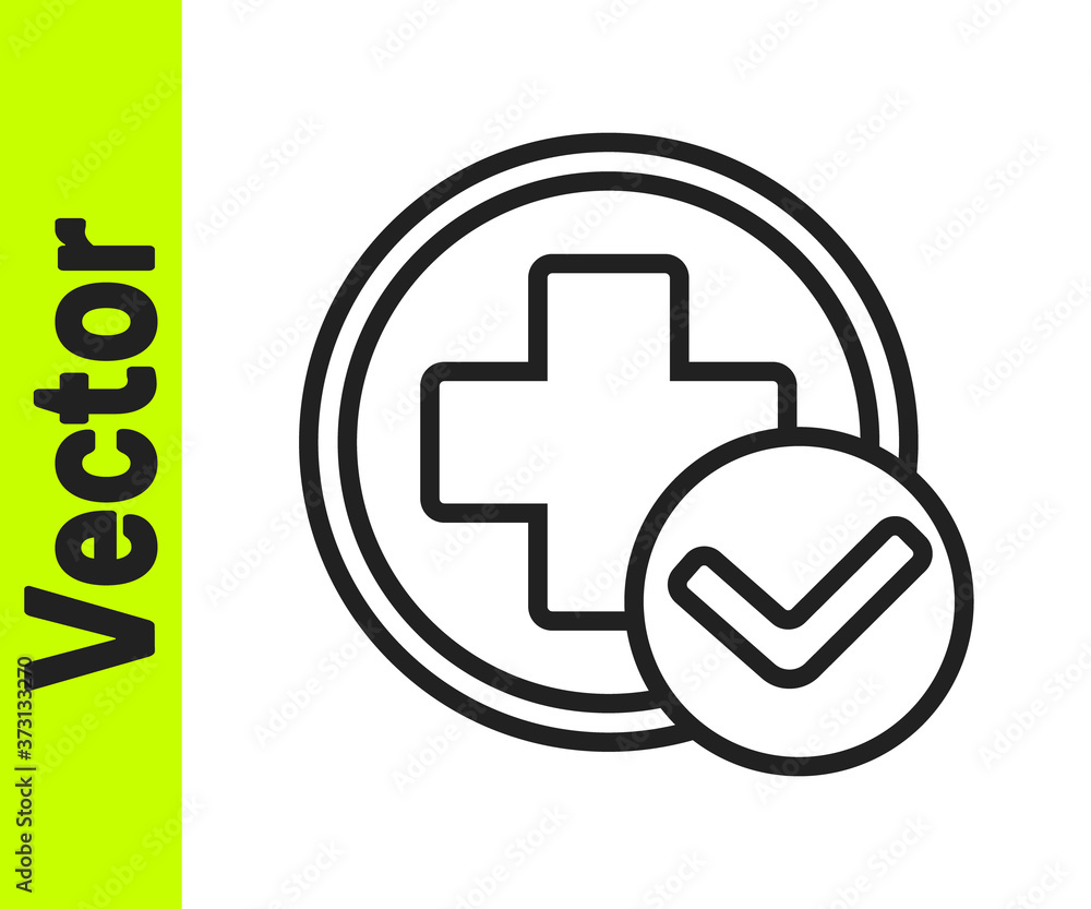 Black line Cross hospital medical icon isolated on white background. First aid. Diagnostics symbol. Medicine and pharmacy sign. Vector Illustration. Black line Cross hospital medical icon isolated on white background. First aid. Diagnostics symbol. Medicine and pharmacy sign. Vector Illustration.