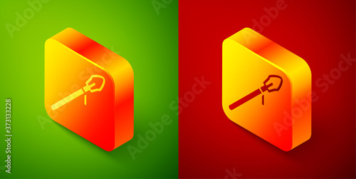 Isometric Medieval spear icon isolated on green and red background. Medieval weapon. Square button. Vector. Free Download Isometric Medieval spear icon isolated on green and red background. Medieval weapon. Square button. Vector. - GFXLoad