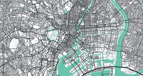 Detailed vector map of Tokyo, Japan