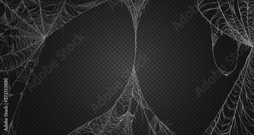 Cobweb realism set. Spiderweb for halloween, spooky, scary, horror decor. Vector illustration design.