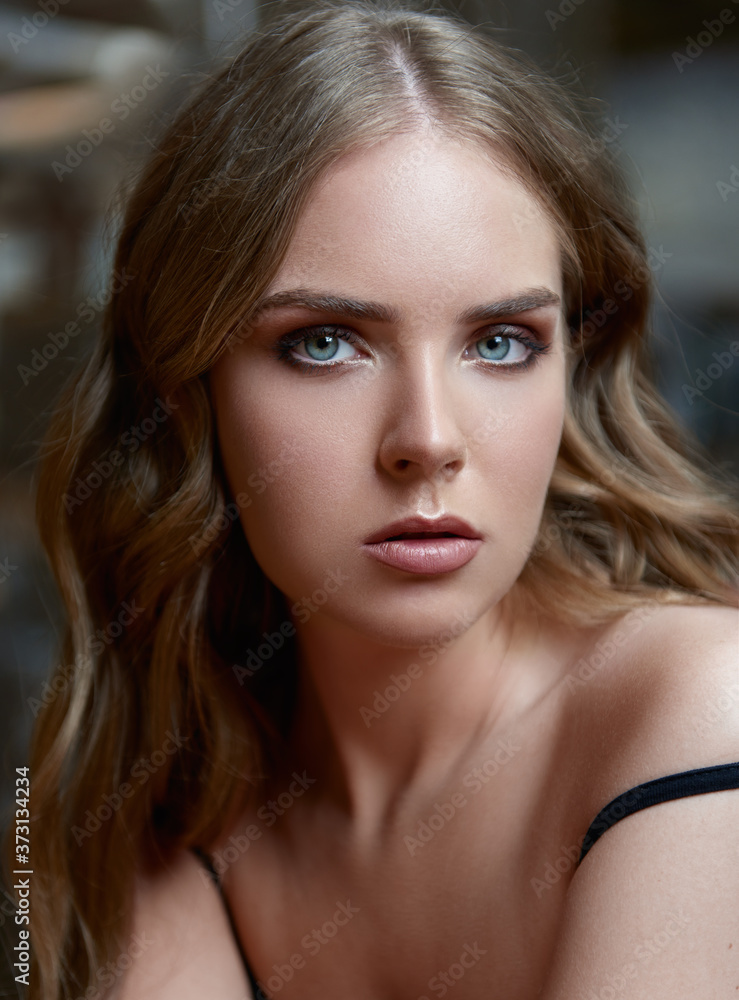 Obraz premium Pretty young woman. Close-up portrait of beautiful girl