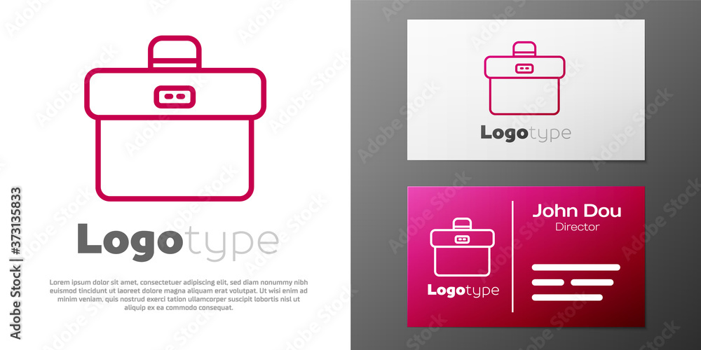 Logotype line Briefcase icon isolated on white background. Business case sign. Business portfolio. Logo design template element. Vector.