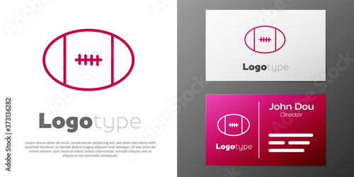 Logotype line Rugby ball icon isolated on white background. Logo design template element. Vector.