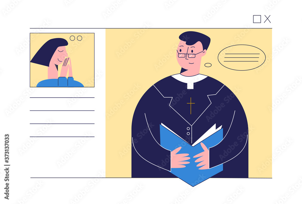 Pastor Help Image Pastor with bible conducts church services online. Church and liturgy ...