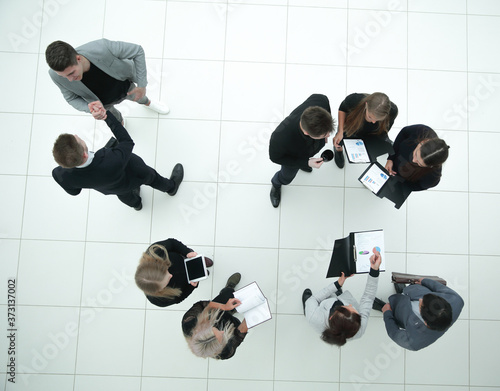 top view. group of business people standing in the office