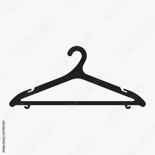 Black plastic clothes hanger, isolated on white background