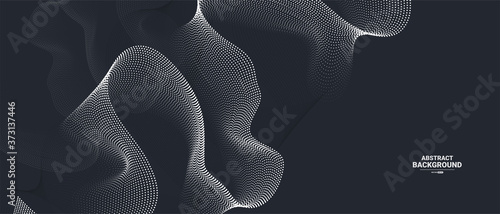 Dark abstract background with flowing particles. Digital future technology concept. vector illustration. photo