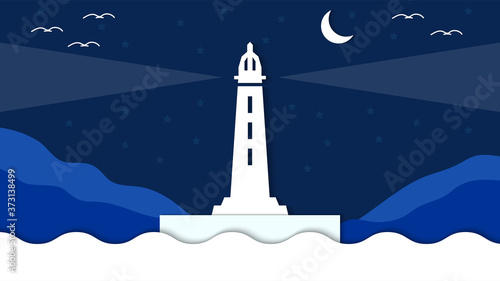 Lighthouse papercut abstract background vector illustration best for background, branding and wallpaper backdrop, flat lay