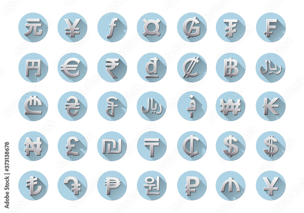 Currency symbols of the world isolated on white Currency symbols of the world isolated on white