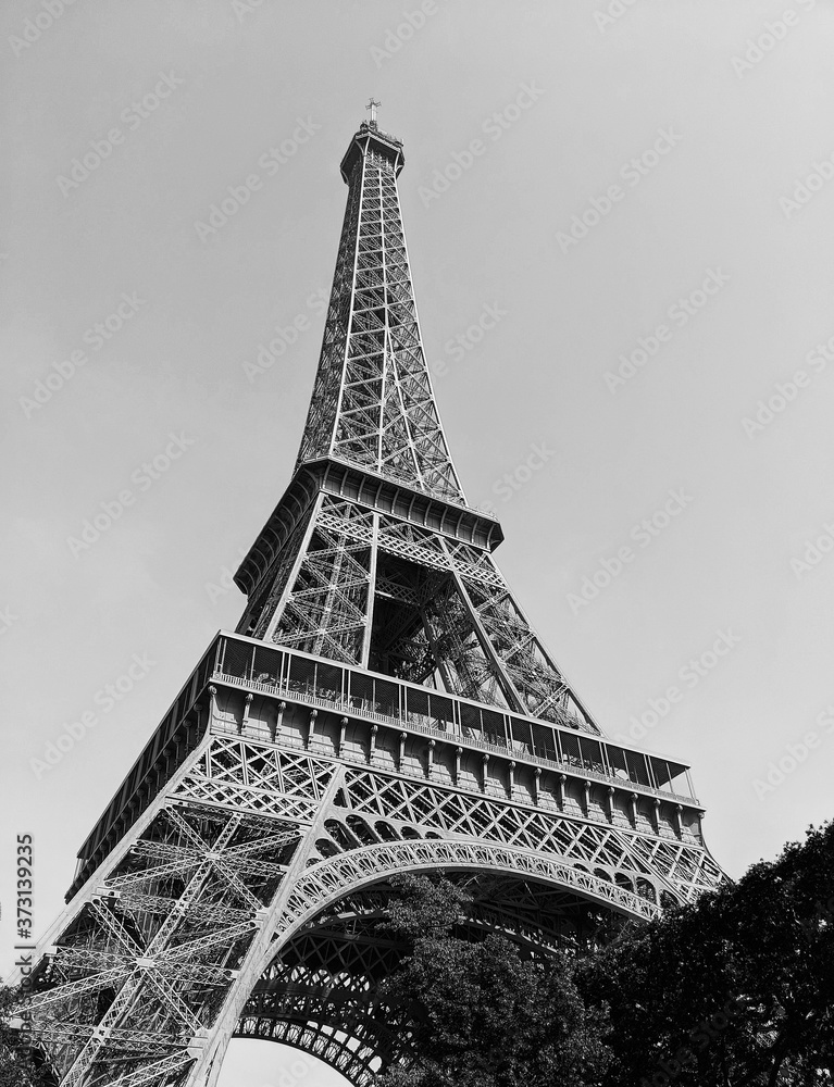 Black and white Eiffel Tower 