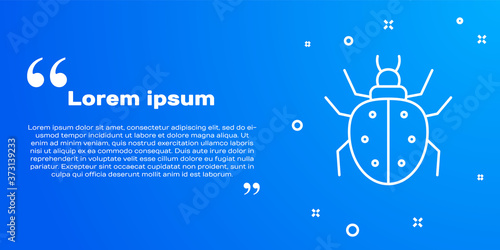 White line Mite icon isolated on blue background. Vector.