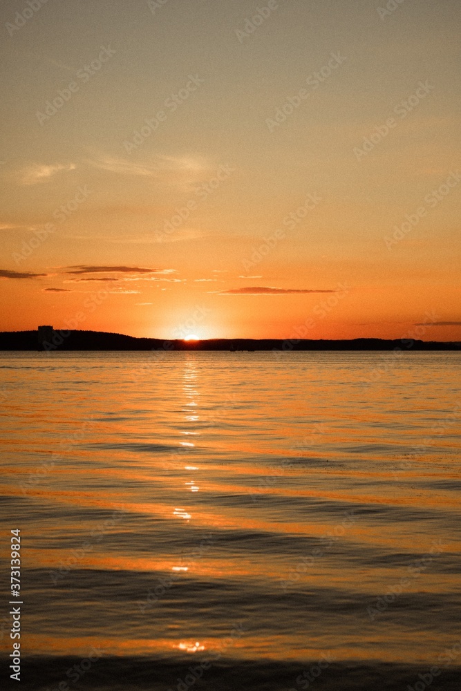 Beautiful orange sunset over the sea