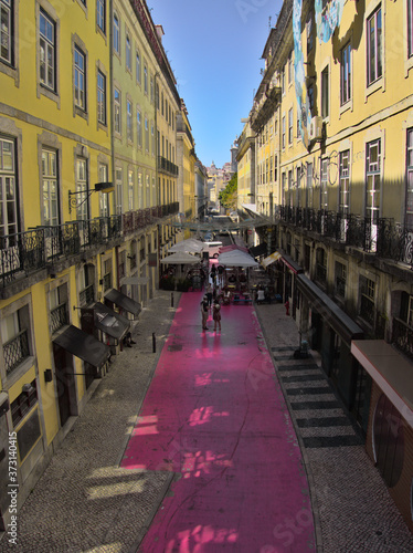 Pink street in Lisbon  Portugal