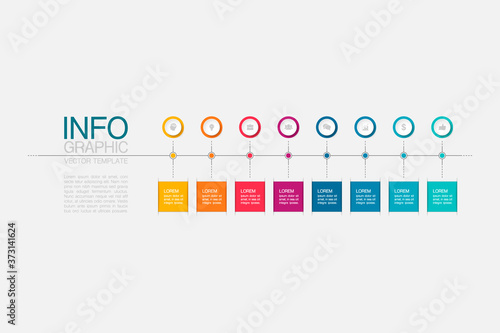 Vector infographic template, 8 steps or options. Data presentation, business concept design for web, brochure, diagram.