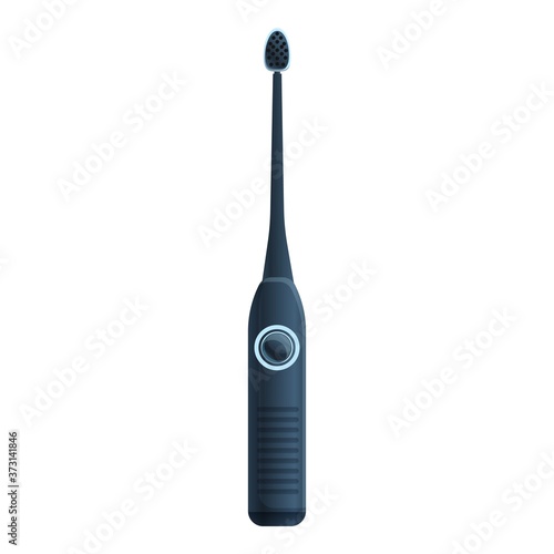 Black electric toothbrush icon. Cartoon of black electric toothbrush vector icon for web design isolated on white background