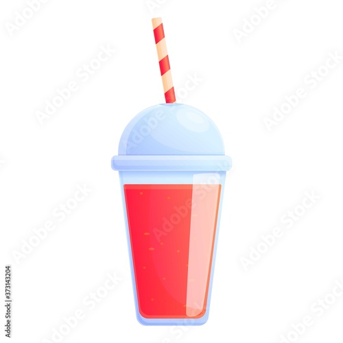 Red smoothie juice icon. Cartoon of red smoothie juice vector icon for web design isolated on white background