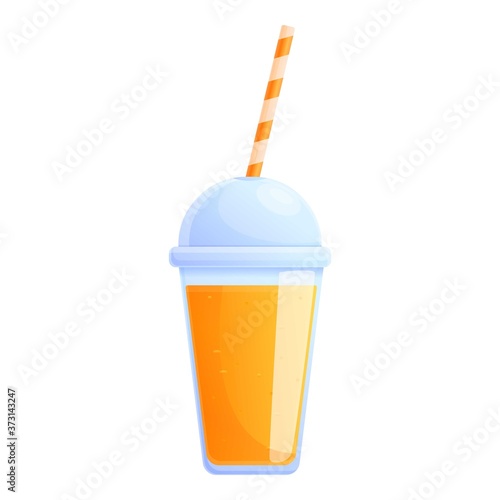 Orange smoothie juice icon. Cartoon of orange smoothie juice vector icon for web design isolated on white background