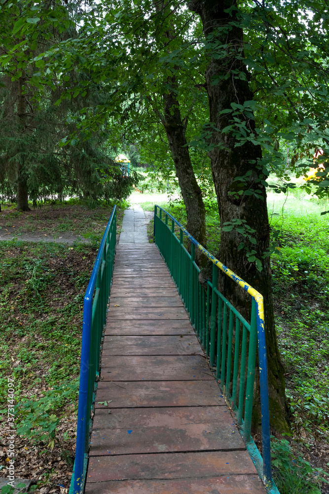 Fototapeta premium Camping in the forest with wooden huts for tourists