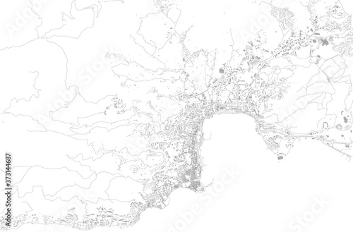 Map of Ajaccio, satellite view, city, Corsica, France. Street and building of the capital 