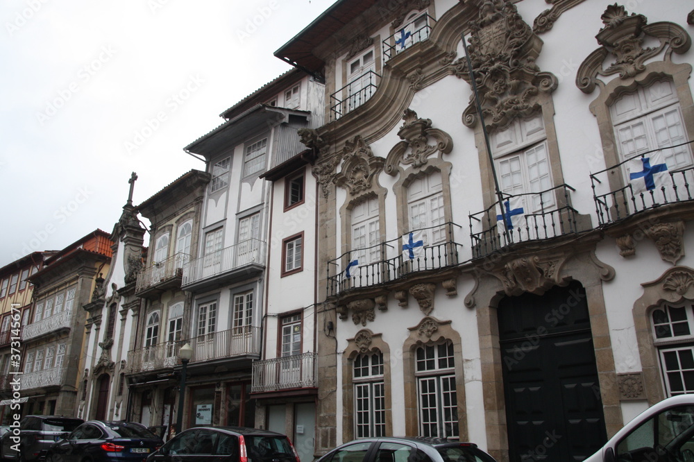 Typical street in Guimaraes Center, North of Portugal, Europe