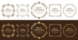 クリスマスのフレームセット、リースのデザイン、オーナメントや装飾デザイン。