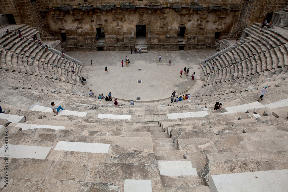 Fototapeta premium Ancient Roman theater, where performances and gladiatorial battles were held
