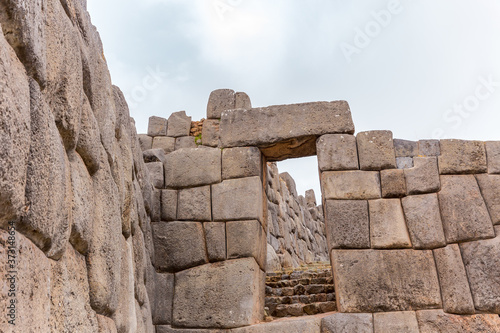 View of Sacsayhuaman fortress, Inca ruins in Cusco, Peru