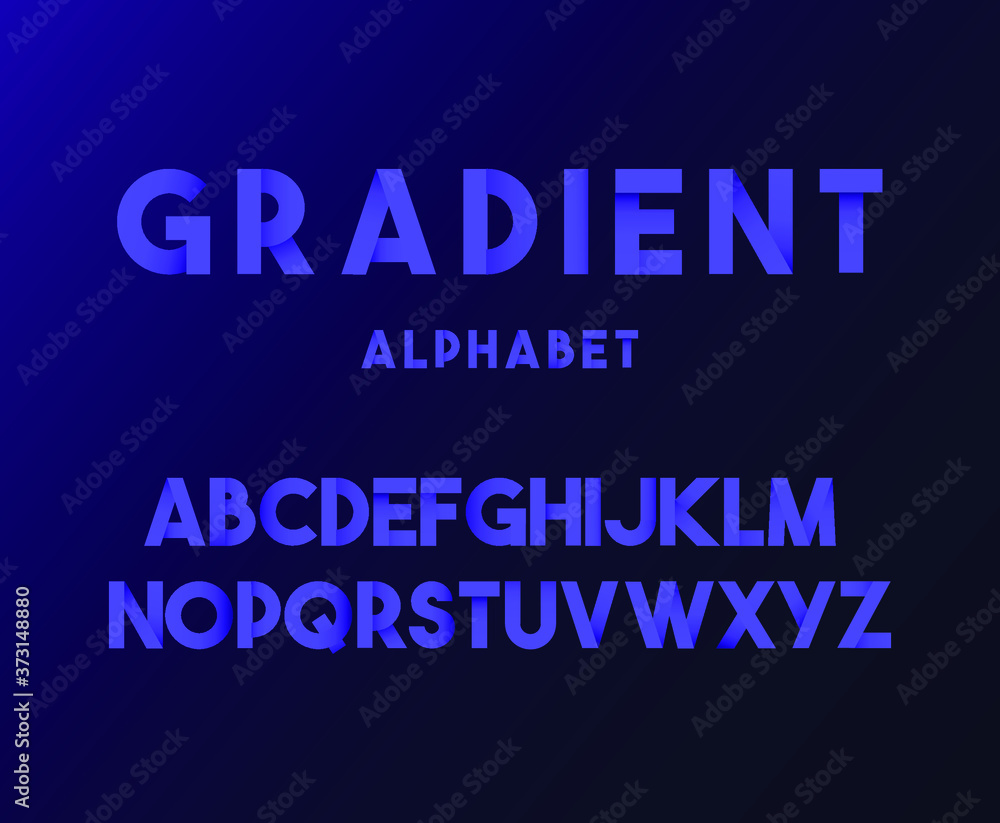 Modern gradient alphabet. Vector illustration