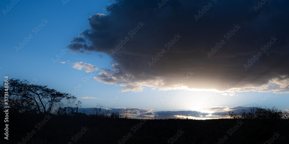Fototapeta premium Rural landscape at dusk in the region of the Pampa Biome bordering Brazil and Uruguay