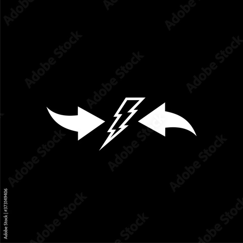 Conflict interest arrows icon isolated on dark background