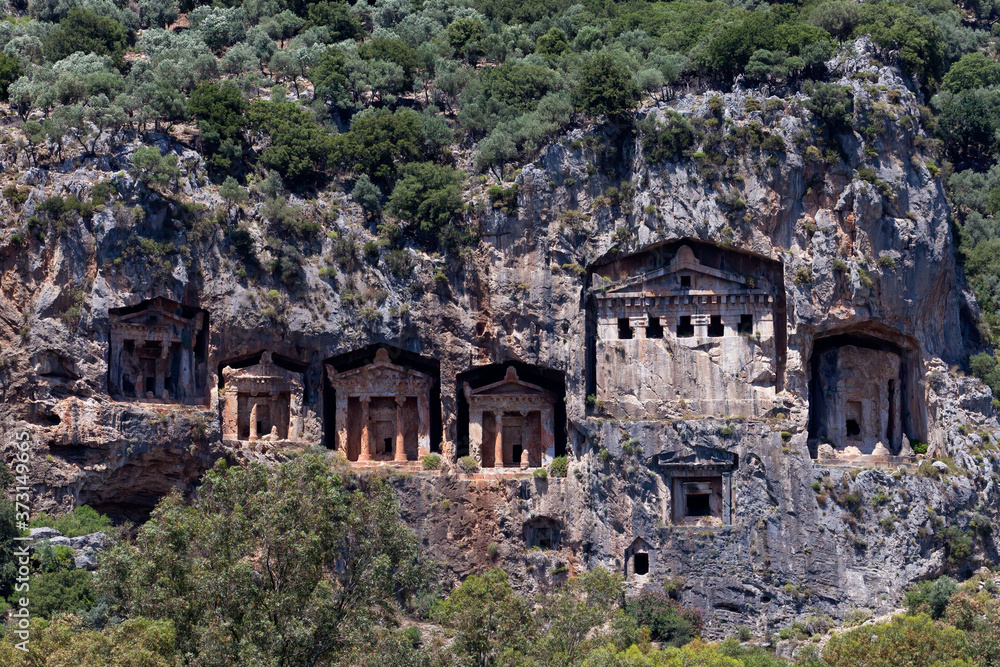 Tombs of ancient Lycian kings in the rock